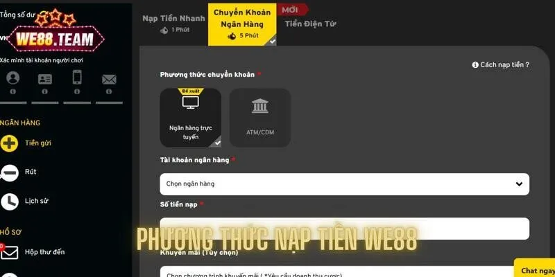 Điểm danh từng phương thức nạp tiền We88 Điểm danh từng phương thức nạp tiền We88