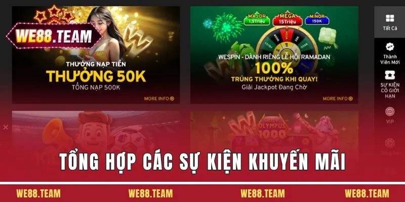 Tổng hợp các chương trình ưu đãi khuyến mãi chất lượng tại We88